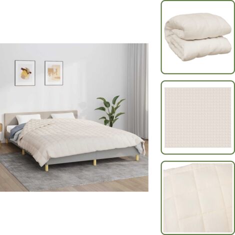 Manta de algodón - vidaXL Manta con peso tela color crema claro 200x225 cm 13 kg - Manta con relleno de vidrio