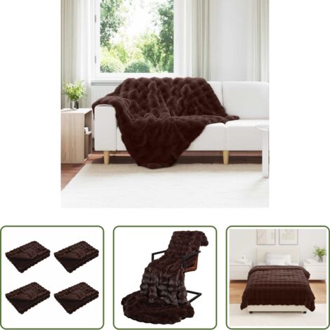 Manta de conejo -  Manta de de conejo sintético antideslizante Olite 4 pcs Camel