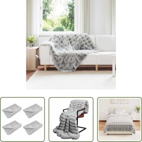 Manta de conejo sintético -  Manta de de conejo sintético antideslizante Olite 4 pcs Gris
