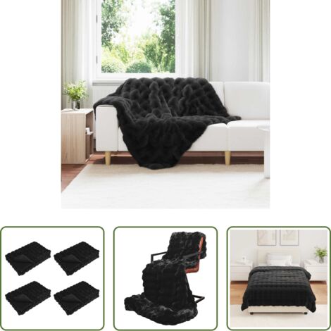 Manta de conejo sintético -  Manta de de conejo sintético antideslizante Olite 4 pcs Negro