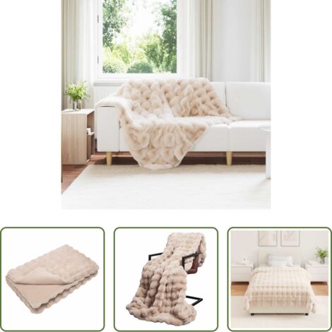 Manta de conejo sintético -  Manta de de conejo sintético antideslizante Olite Beige