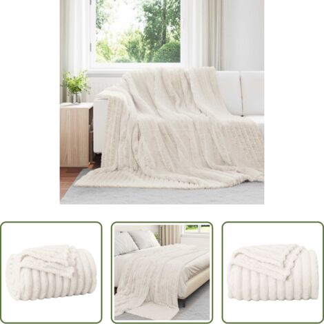 Manta de felpa -  Manta Crema 240 x 220 cm Lana