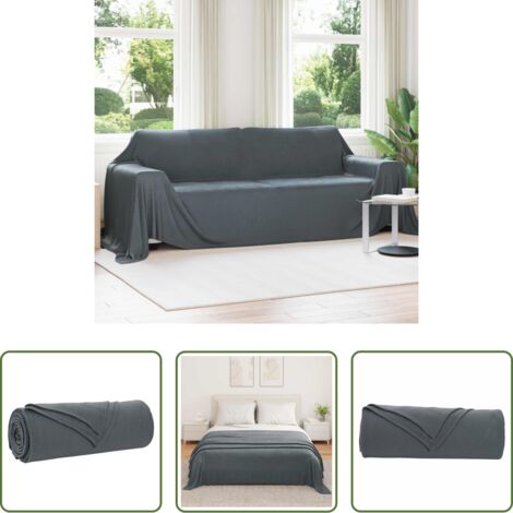 Manta de felpa -  Manta Gris oscuro 350 x 270 cm Lana