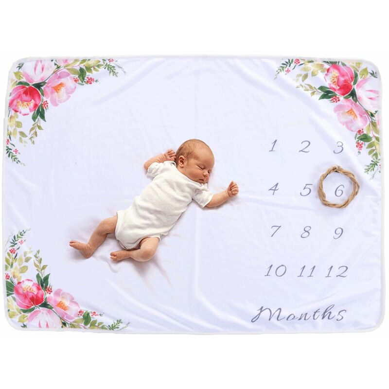 

Manta de hito mensual para bebe para nina nino Marco de cuerno de ciervo floral Fondo de apoyo para foto de recien nacido 30 * 40 pulgadas No se