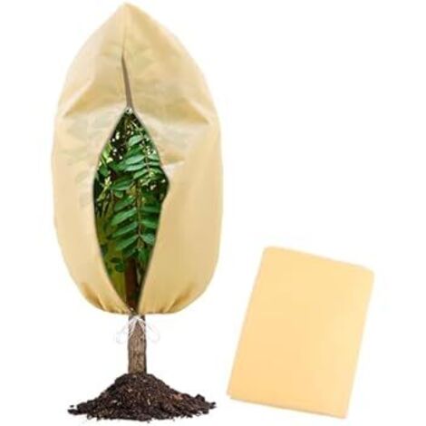 Manta de Invierno Reutilizable 120x180 cm - Cubierta Protectora Antihielo para Macetas, Árboles Frutales y Arbustos  Cobertor Invernal Transpirable con Cordón Ajustable
