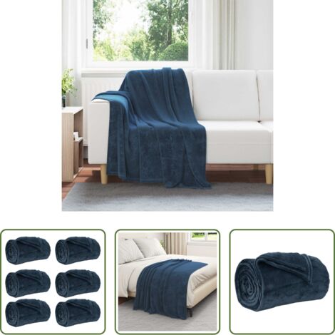 Manta de lana -  Mantitas de Sofá 6 pcs Azul marino 130 x 150 cm Lana