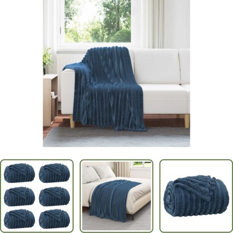 Manta de lana -  Mantitas de Sofá 6 pcs Azul marino 150 x 130 cm Lana