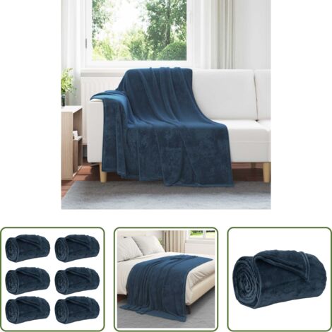 Manta de lana -  Mantitas de Sofá 6 pcs Azul marino 150 x 200 cm Lana