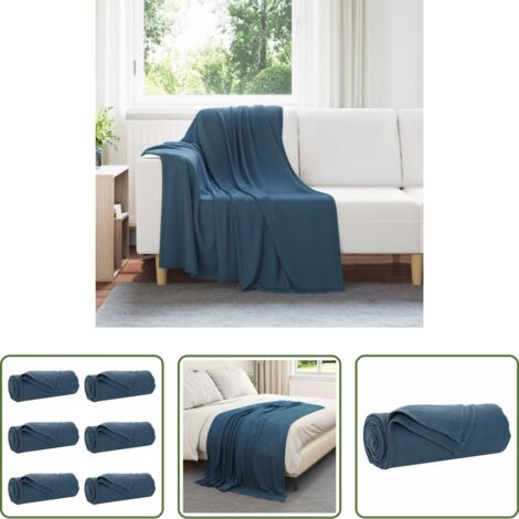 Manta de lana -  Mantitas de Sofá 6 pcs Azul marino 170 x 130 cm Lana