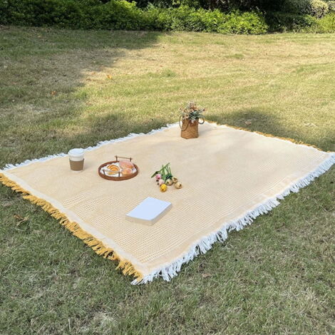 Manta de picnic, manta plegable para exteriores, esterilla de picnic, esterilla de playa, adecuada para camping, césped, playas y zonas verdes mantel con pompones para decoración de cocina/mesa 35 pul