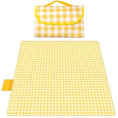 Manta de playa, esterilla de picnic a prueba de arena, 79 x 79 pulgadas, manta de bolsillo plegable e impermeable para exteriores, césped, playa, viajes, camping, senderismo, parque (estampado a cuadr