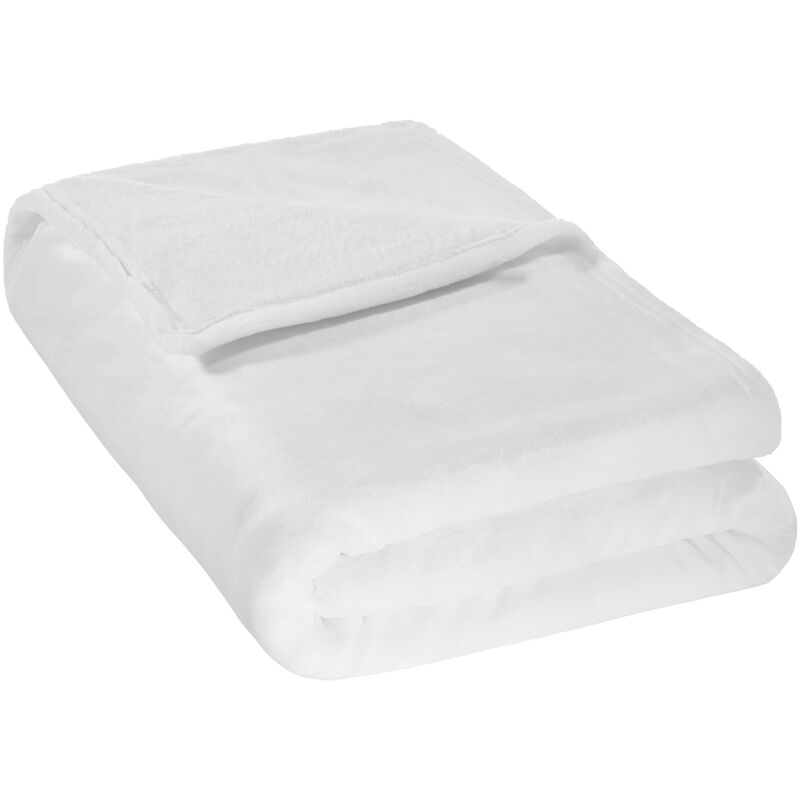 

Manta de poliéster - mantas para cama con bolsa, mantas polares para sofá de pelo lavable, manta polar suave para invierno - 220 x 240 cm - blanco