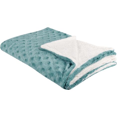Manta de poliéster verde claro blanco 150 x 200 cm colcha cubrecama Kandilli