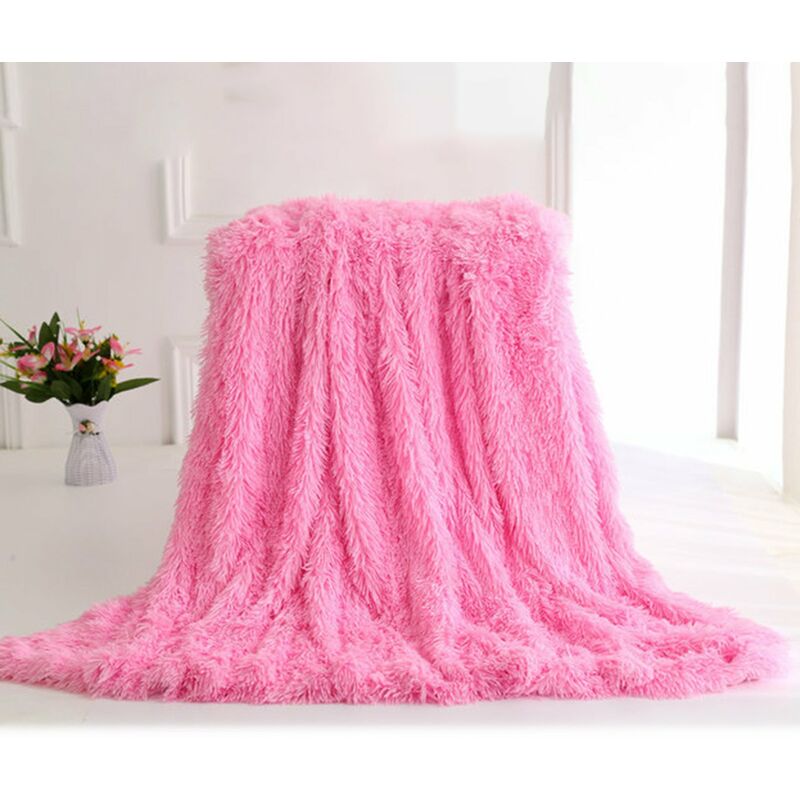 

Manta de tiro de pelo largo super suave, manta, manta decorativa mullida de felpa, piel sintetica lanuda, calido y acogedor,para sillon cama,Rosa, 51