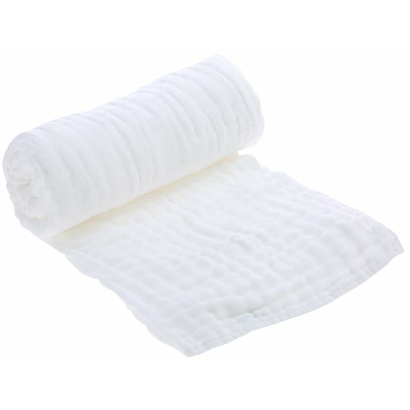 

Manta de toalla de bano para bebe Swaddle 100% algodon de muselina Super suave absorbente de agua para la piel delicada del bebe 6 capas 47 * 39