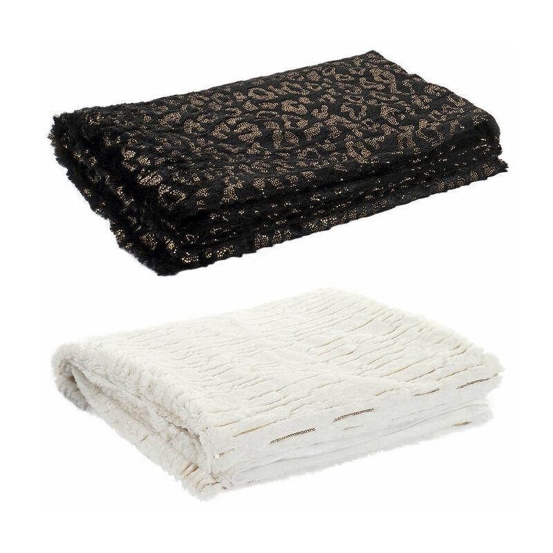 

Manta DKD Home Decor Negro Beige Poliéster (2 pcs) (130 x 130 x 160 cm)