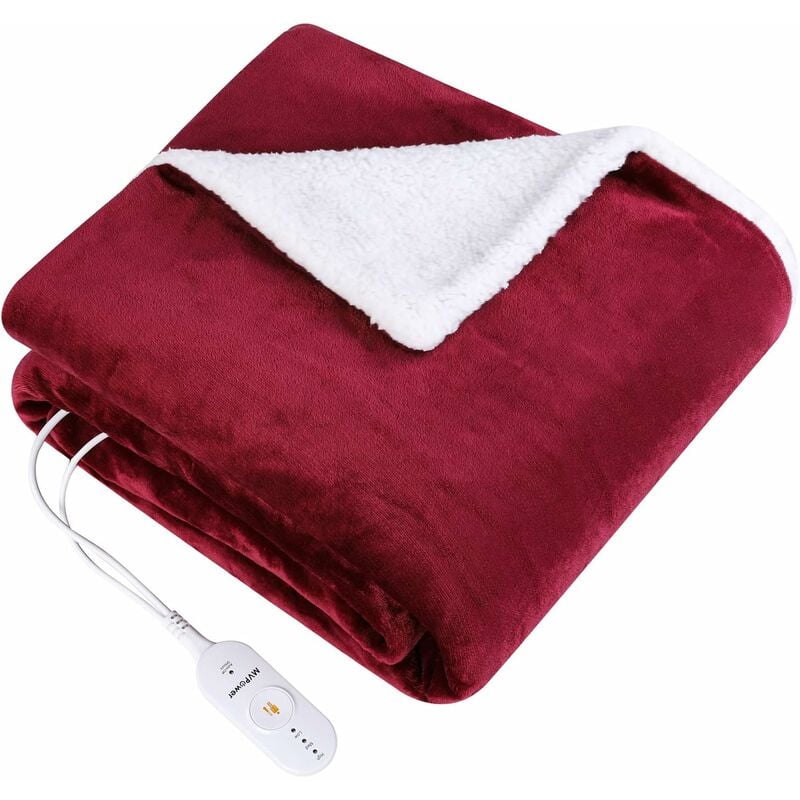 

Manta eléctrica con calefacción 130x180cm, Mantas de franela con calefacción, Temporizador de calentamiento, con 3 niveles de temperatura, Protección