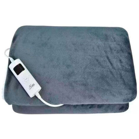 Manta Eléctrica 180x130cm 85w de Terciopelo Gris con Borreguito, 9 niveles y apagado automático