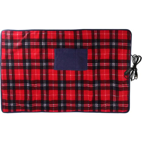 Manta eléctrica para coche - 88 x 65 cm - Manta térmica suave de doble capa - Manta térmica a cuadros para invierno, viajes y acampada al aire libre