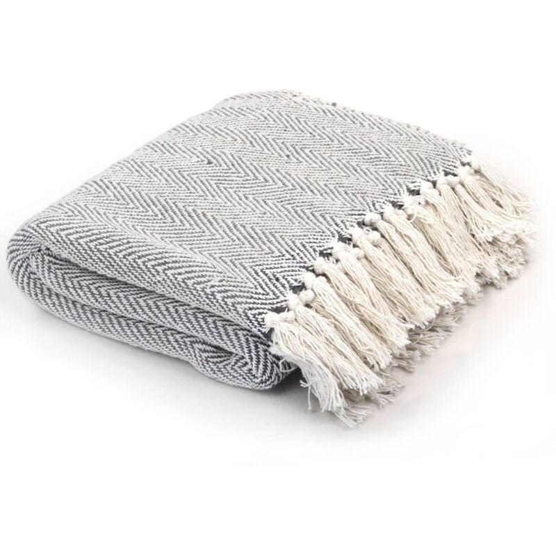 

Manta en Espiguilla Algodón 160x210cm Gris - Gris - Vidaxl