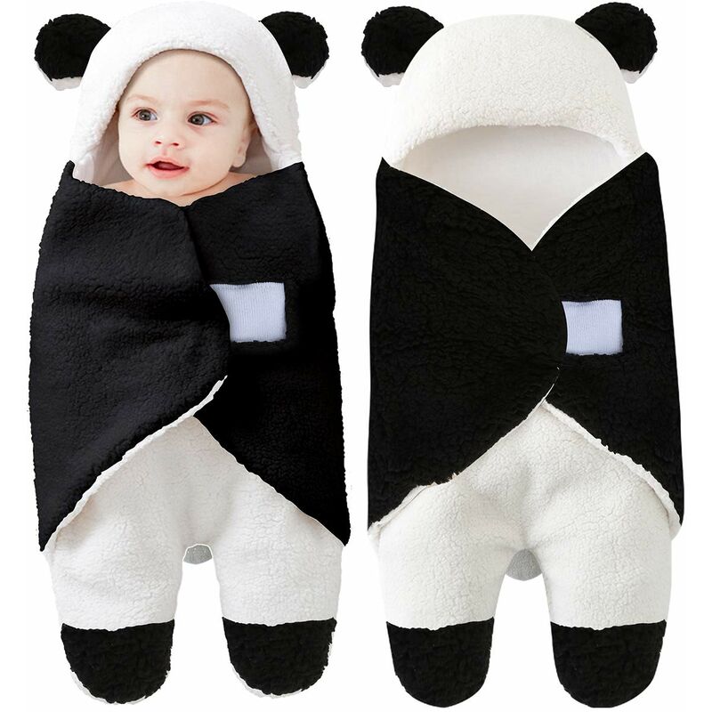 

Abcrital - Manta envolvente para bebé con capucha, los recién nacidos reciben un saco de dormir de lana para bebés y niñas (negro)