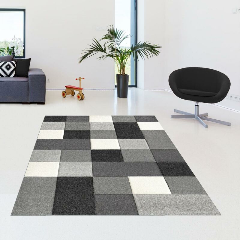 

Alfombra moderna inventores en polipropileno marrón. - Gris