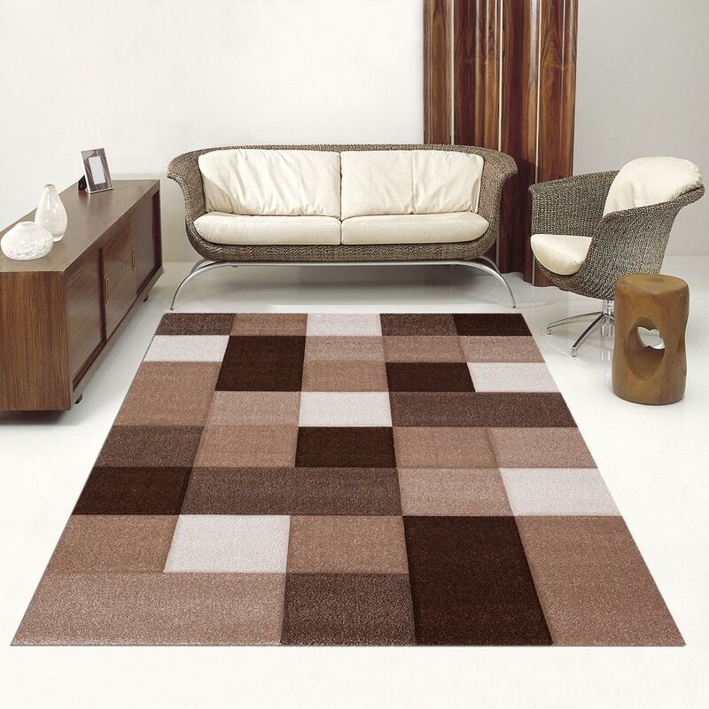 

Alfombra moderna inventores en polipropileno marrón. - Marron