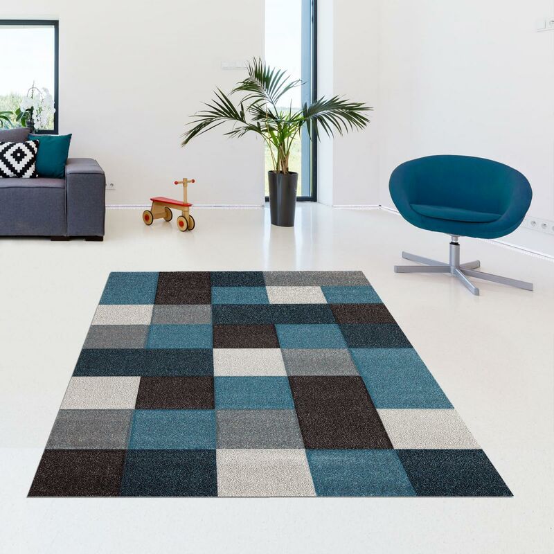 

Alfombra moderna inventores en polipropileno marrón. - Bleu