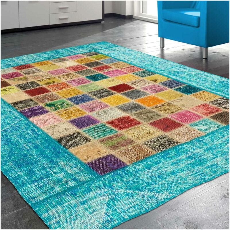 

manta moderno diseño de 80x150 cm rectangular MUTLIPASS PATCHWORK 1A2T Multi anudadas a mano de habitaciones - Multicolore