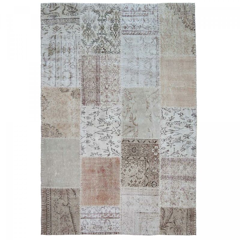 

manta moderno diseño de 80x150 cm rectangular PATCHWORK CLASE 1A2T Beige habitación anudadas a mano - Beige