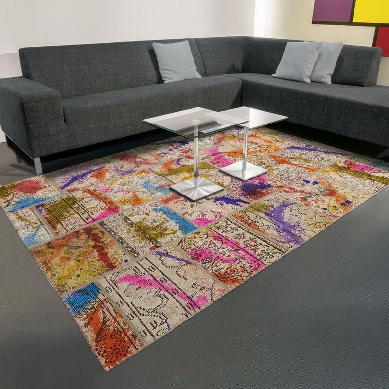 

manta moderno diseño de 80x150 cm rectangular SPLASH FM PATCHWORK 1A2T Multi anudadas a mano de habitaciones - Multicolore