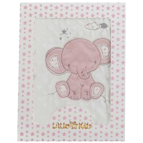 Manta para Bebé Elefante Rosa Bordado Doble cara 100 x 75 cm
