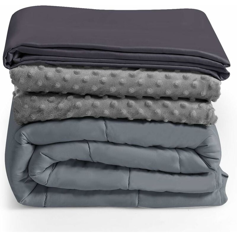 

Manta Pesada para Niños y Adultos con 2 Cubierta Extraíbles Manta de Gravedad con Bolsa de Almacenamiento (Gris, 9,1 kg/203 x 152 cm)