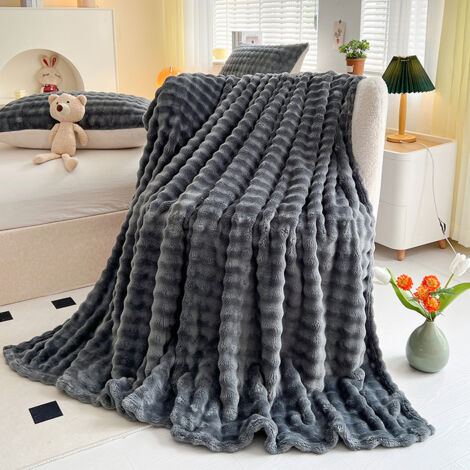 Manta suave y acogedora, ideal para sofá o cama, 150 x 200 cm, cálida y suave para sofá y cama, dormitorio, color gris.