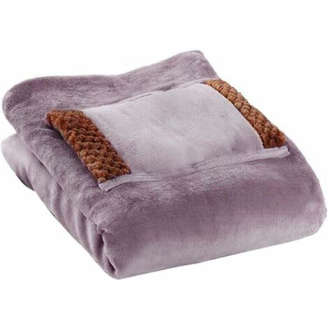 Manta térmica con calentador de manos, manta eléctrica portátil USB, manta térmica de franela suave, almohada lavable a máquina, almohadilla térmica para el hogar de 60 × 80 cm (morado)