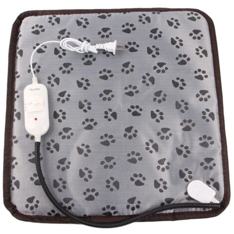 Manta térmica para gatos y perros, impermeable, 12-110 V, 2 modos, temperatura ajustable, gris/negro