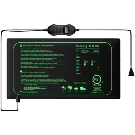 Manta térmica para semilleros 220-240V con termostato digital, resistente al agua IPX4, para invernaderos, 25cm x 52,5cm