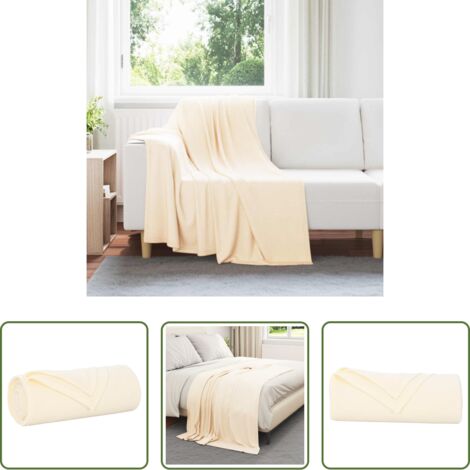 Mantas de lana -  Manta Crema 170 x 130 cm Lana