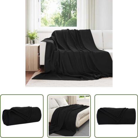 Mantas de lana -  Mantitas de Sofá 24 pcs Negro 240 x 220 cm Lana