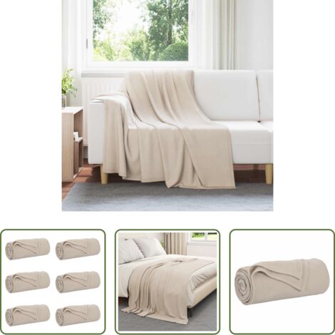 Mantas de lana -  Mantitas de Sofá 6 pcs Beige 200 x 150 cm Lana