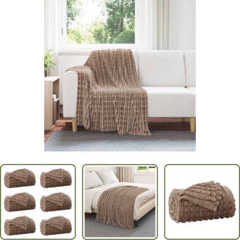 Mantas de lana -  Mantitas de Sofá 6 pcs Camel 150 x 130 cm Lana