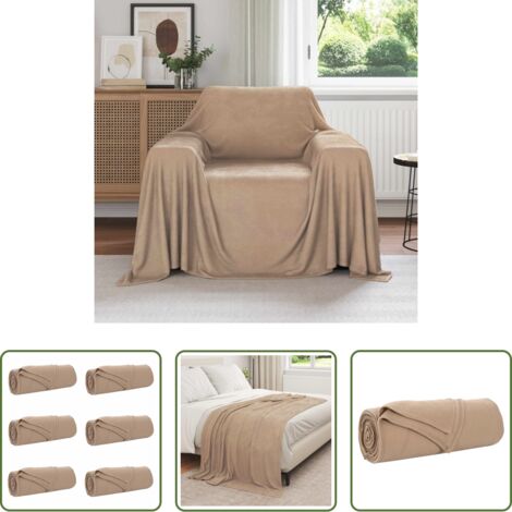 Mantas de lana -  Mantitas de Sofá 6 pcs Camel 210 x 140 cm Lana