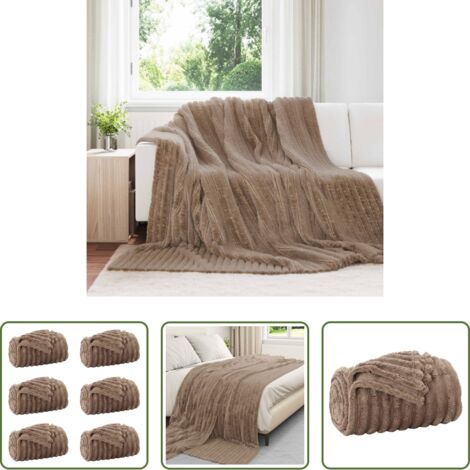 Mantas de lana -  Mantitas de Sofá 6 pcs Camel 240 x 220 cm Lana