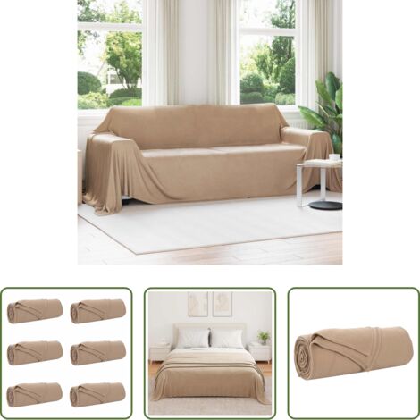 Mantas de lana -  Mantitas de Sofá 6 pcs Camel 350 x 270 cm Lana