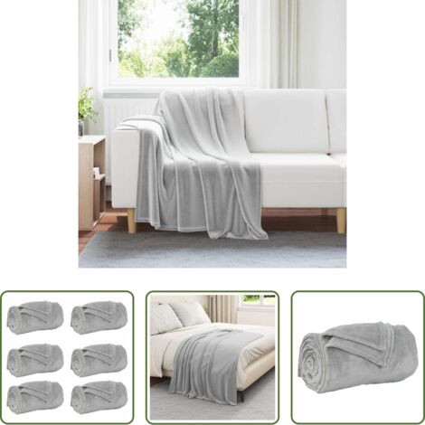 Mantas de lana -  Mantitas de Sofá 6 pcs Gris 130 x 150 cm Lana