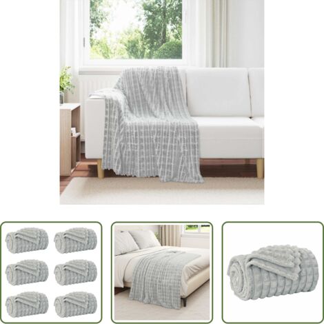 Mantas de lana -  Mantitas de Sofá 6 pcs Gris 150 x 130 cm Lana