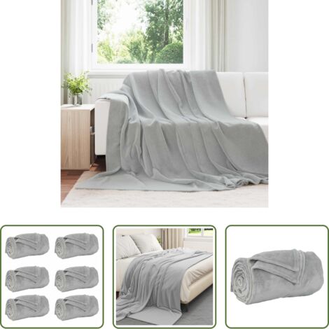 Mantas de lana -  Mantitas de Sofá 6 pcs Gris 220 x 240 cm Lana
