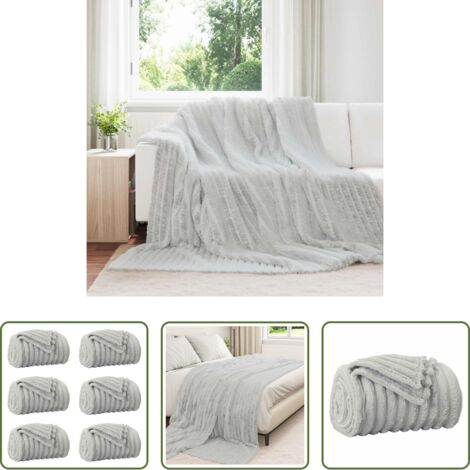 Mantas de lana -  Mantitas de Sofá 6 pcs Gris 240 x 220 cm Lana