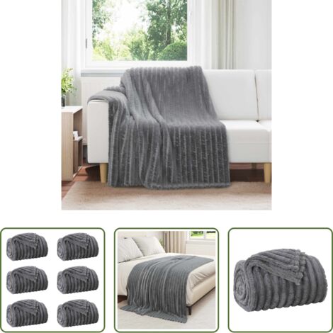 Mantas de lana -  Mantitas de Sofá 6 pcs Gris oscuro 200 x 150 cm Lana