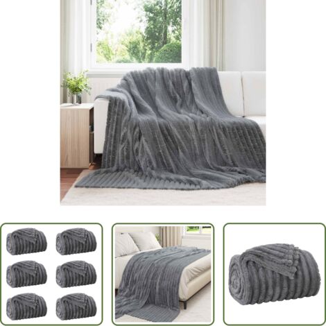 Mantas de lana -  Mantitas de Sofá 6 pcs Gris oscuro 240 x 220 cm Lana